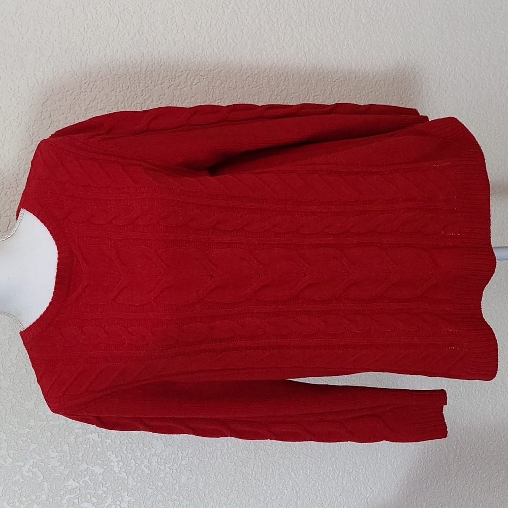j. Jill red chenille sweater, M